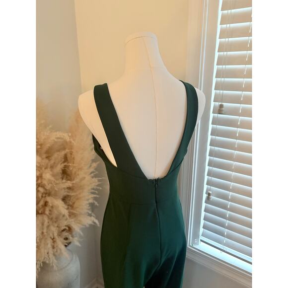 Lulus Instant Icon Dark Green V Neck Jumpsuit Womens Small Straight Leg - Picture 10 of 13